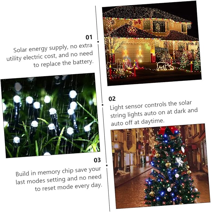 2sets Outdoor Solar Led String Lights of Led Warm Fairy Lights for Christmas Garden Patio Holiday Decor Each | Lumora