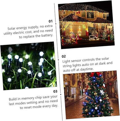 2sets Outdoor Solar Led String Lights of Led Warm Fairy Lights for Christmas Garden Patio Holiday Decor Each