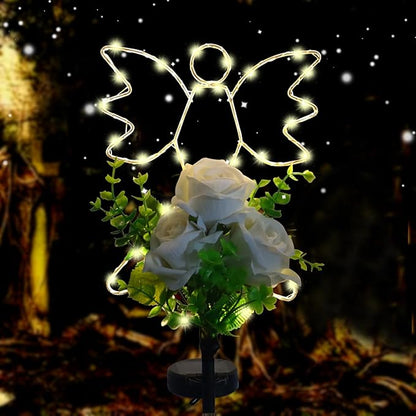 Lmtcos Solar Angel Lights for Cemetery Decorations for Grave, Memorial Sympathy Gifts for Loved One, Solar Grave Decorations for Mother Day Father Day Memorial Day Christmas Grave Decor