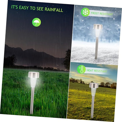 Happyyami 12pcs Solar Powered Stainless Steel Pathway Lights Outdoor Landscape Lighting Kit for Patio Garden Bright White LED Solar Garden Lights