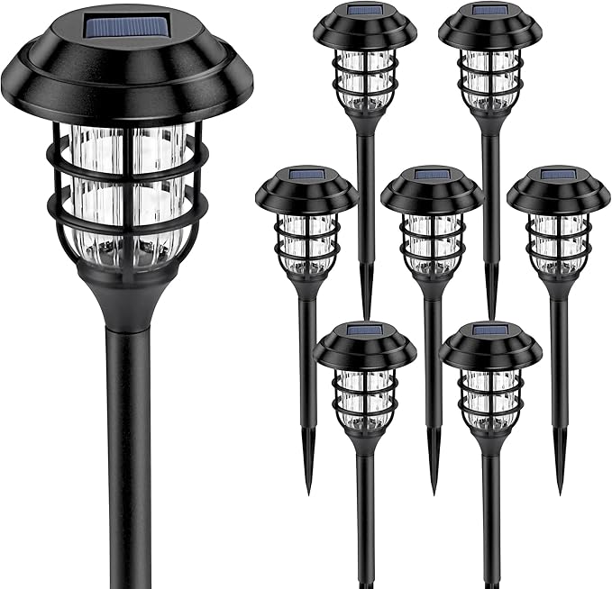SOLPEX 8 Pack Solar Path Lights& 12 Pack Solar Ground Lights, Waterproof Garden Landscape Lighting for Yard Deck Lawn Patio Pathway Walkway (Cool White)