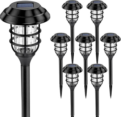 SOLPEX 8 Pack Solar Path Lights& 12 Pack Solar Ground Lights, Waterproof Garden Landscape Lighting for Yard Deck Lawn Patio Pathway Walkway (Cool White)