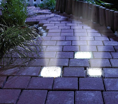 2 Pack Solar Path Ice Cube Lights Outdoor, Waterproof Garden Glass Path Light Solar Ice Light Crystal Brick Landscape Light (White)