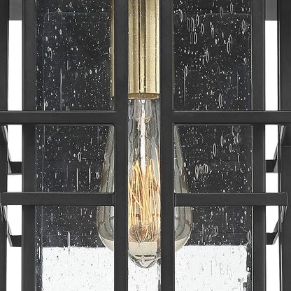 Possini Euro Design Arley Modern Outdoor Wall Light Fixture Black Geometric Frame 16" Seedy Glass for Exterior Barn Deck House Porch Yard Patio Outside Garage Front Door Garden Home Roof Lawn
