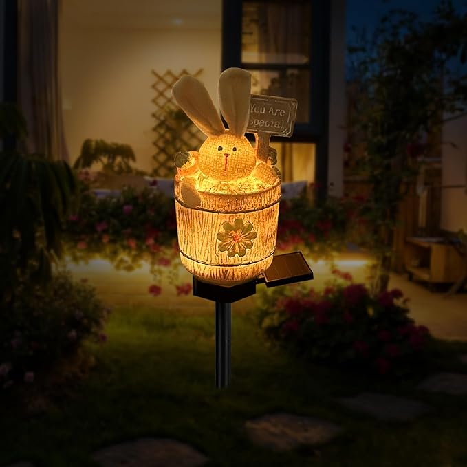 Solar Garden Bunny Lights Outdoor, Waterproof Solar Decorative Lights Outdoor Rabbit Bunny Statue Solars Garden Decorations Outside Solars Light for Yard Lawn Pathway Patio (You are Special)