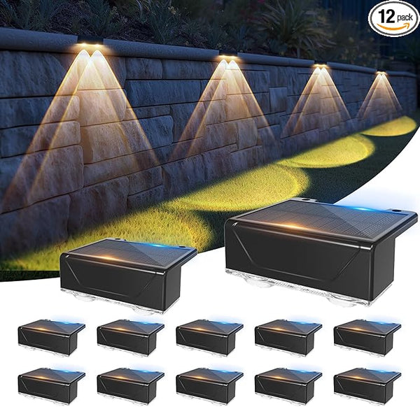 Solar Fence Lights, 12 Pack Solar Lights Outdoor Waterproof, 2700/4000/6000K 3 Mode Dusk to Dawn Deck Light | Lumora
