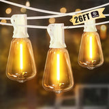 LAMPHOME Outdoor String Lights, 26FT Patio Lights with 12+1 ST38 LED Edison Bulbs (1 Spare), Connectable String | Lumora