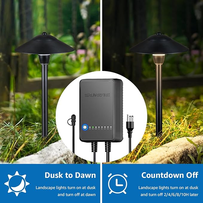 SUNVIE All-in-One LED Pathway Lighting Kit, 8-Pack Low Voltage Landscape Lights with Transformer and 100FT 16/2 AWG | Lumora