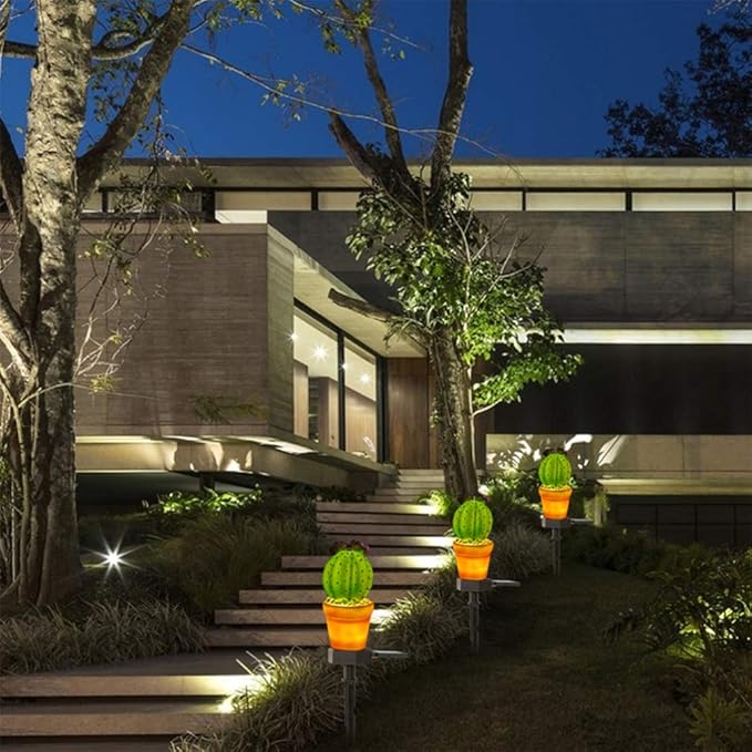 Mobestech Solar Garden Lights Creative Cactus Pineapple Lawn Lamp Outdoor Ground Lights for Garden Yard Pathway | Lumora