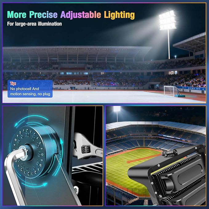 ledmo 750W Dimmable LED High Mast Stadium Light, Outdoor 90000LM Super Bright Floodlight Commercial 100-277V 5000K Daylight IP66 Adjustable Waterproof Arena Lighting for Sport Court