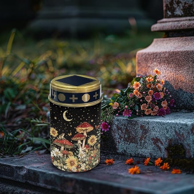 Starry Mushroom Print Solar Lights Outdoor, Solar Pathway Lights Outdoor, Decorative Solar Powered Garden Yard Lights for Walkway Sidewalk Driveway