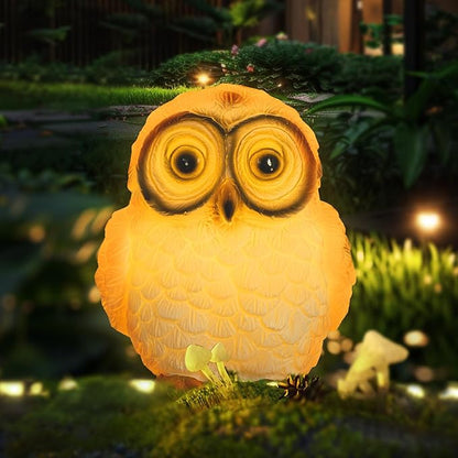 Solar Owl Statue Light - Handcrafted Resin Outdoor Decoration with Warm LED Glow, Weatherproof and Eco-Friendly Solar-Powered Garden Ornament for Lawn, Patio, Yard, for Owl Lovers