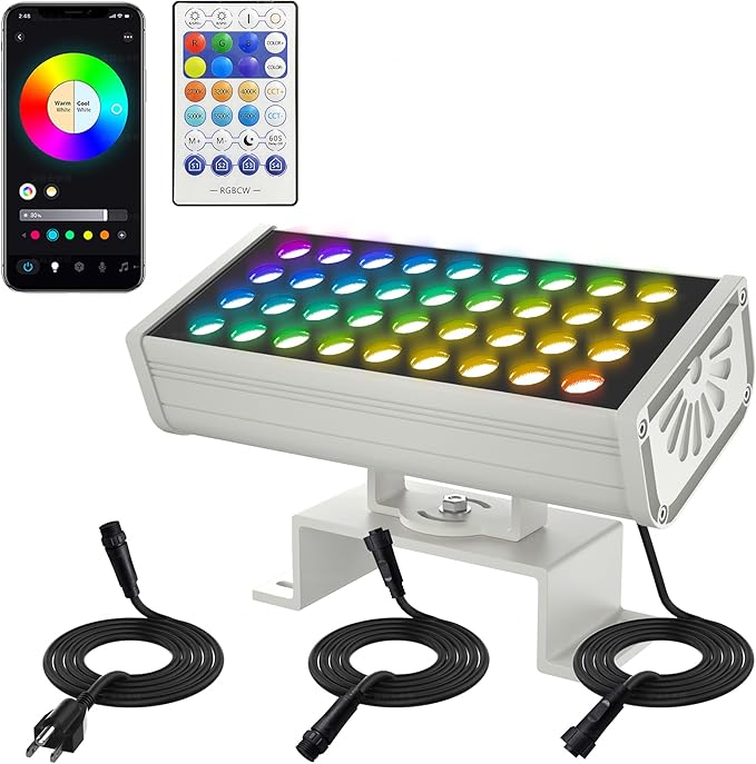 Party Lights Outdoor Smart Flood Light, 180W RGBCW Color Changing LED, 2700–6500K Tunable White, WiFi App & Voice | Lumora