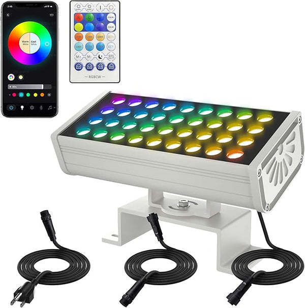 Party Lights Outdoor Smart Flood Light, 180W RGBCW Color Changing LED, 2700–6500K Tunable White, WiFi App & Voice | Lumora
