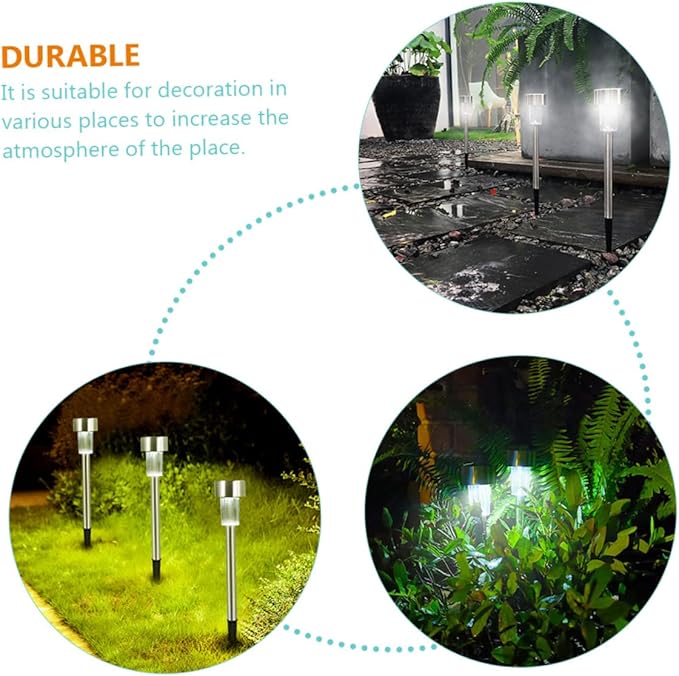 UPKOCH 6pcs Solar Garden Lights Outdoor Landscape Lamp with High-Efficiency Solar Panel Stainless Steel Design for Pathway Villa Park and Decoration