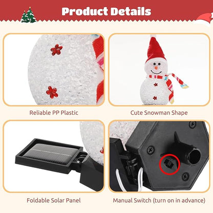 Christmas Yard Decor, 4 Pcs Snowman Solar Lights, Outdoor Garden Pathway Lights, Waterproof Led Christmas Decorations