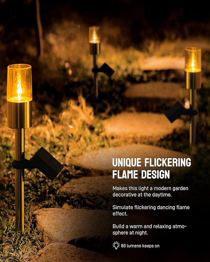 Yoolax Solar Torch Lights Waterproof Dusk to Dawn Pathway Lights 2 Pack Outdoor Auto On/Off Landscape Lights for Garden, Patio, Yard, Driveway (Flickering Flames)