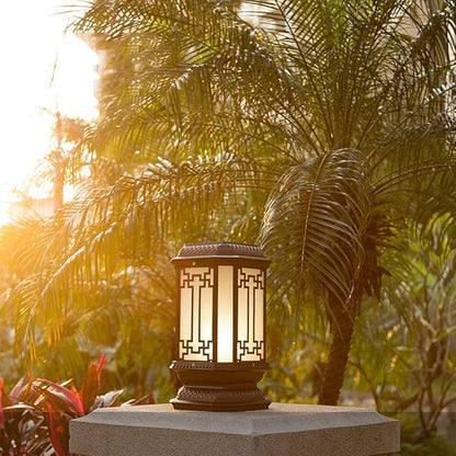 Lights Outdoor IP43 Waterproof Retro LED Solar Column Lamp Super Bright External Listing Garden Landscape Light Outdoor Lawn Street Path Post Pillar Light Patio Table Lamp E27 Edison Glass Lantern Sta