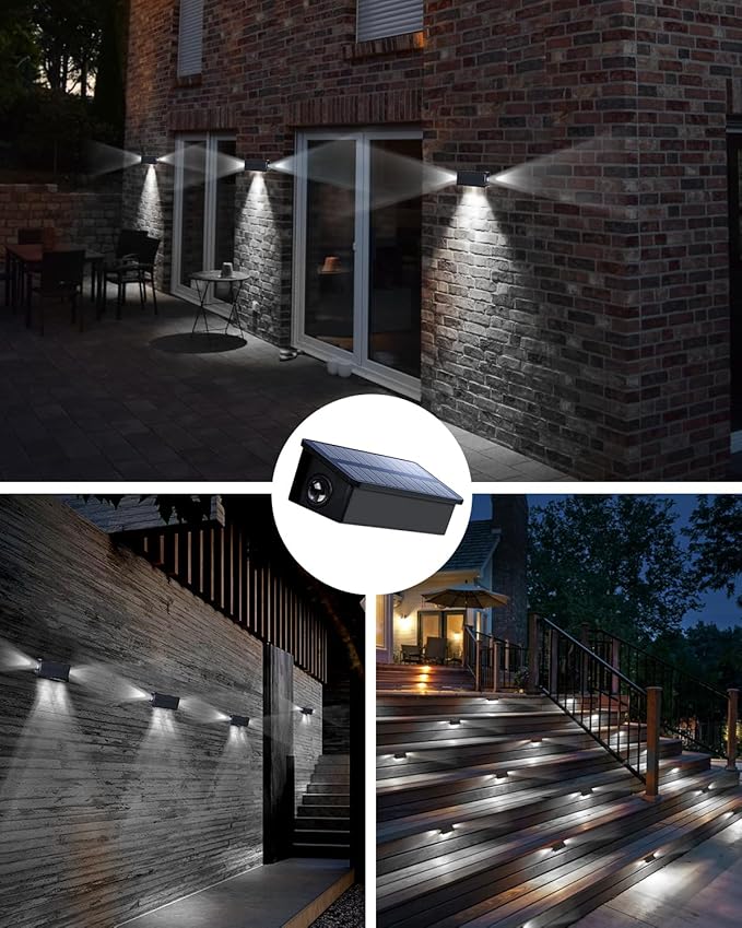 Fence Lights Solar Powered Outdoor Waterproof 3 Sided Wall LED Landscaping 12 Pack for Yard, Deck, Patio, Rail | Lumora