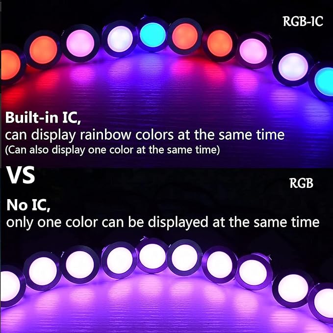 LED Deck Lights Kit, 30 Pack 1.77" Smart RGBW+IC Outdoor Lights | Low Voltage Recessed Deck & Step Lights | IP67 | Lumora