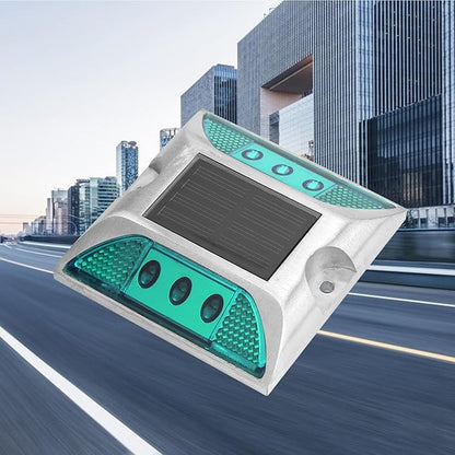 Driveway Solar Pathway Lights, LED Ground Lights Cast Aluminium with 800mAh Battery for Road Garden Yard (Green)