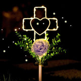 16 Inch Solar Cross Garden Stake Lights with 1 Artificial Flower Metal Garden Art for Patio Lawn Garden Decor Solar | Lumora