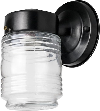 Sunlite 47040 Wall Mount Outdoor Jar Fixture, 60 Watts Max, Medium Base Socket (E26), 120 Volts, Outdoor, UL Listed, Black, for Residential & Commercial Use