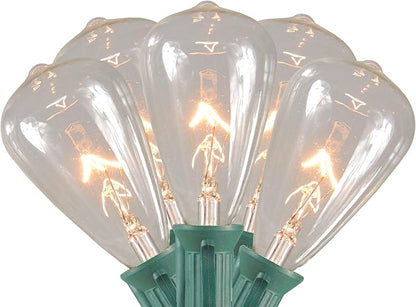 Northlight Edison Glass Indoor Outdoor Patio Light Set - Clear - 9' Green Wire - 10ct