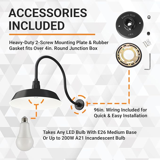 17in. Satin Black Outdoor Gooseneck Barn Light Fixture With 24in. Long Extension Arm - Wall Sconce Farmhouse | Lumora