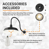17in. Satin Black Outdoor Gooseneck Barn Light Fixture With 24in. Long Extension Arm - Wall Sconce Farmhouse | Lumora