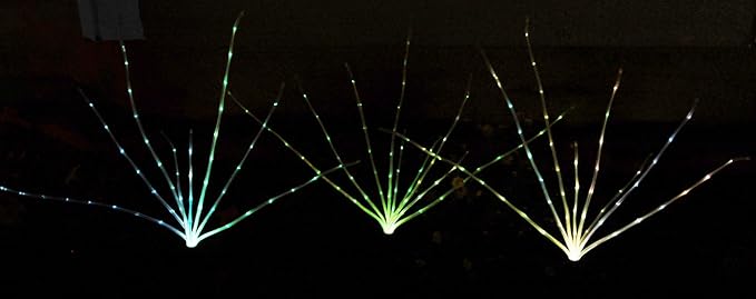 2002 Wild Grass Solar Garden Lights. 3 Sprigs 1.2 Foot Tall Grass (Multi-Color LEDs)