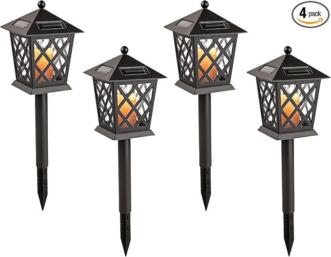 Alpine Corporation 16" Tall Outdoor Solar Powered Pathway LED Light Stakes (Set of 4)