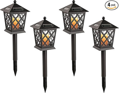 Alpine Corporation 16" Tall Outdoor Solar Powered Pathway LED Light Stakes (Set of 4)
