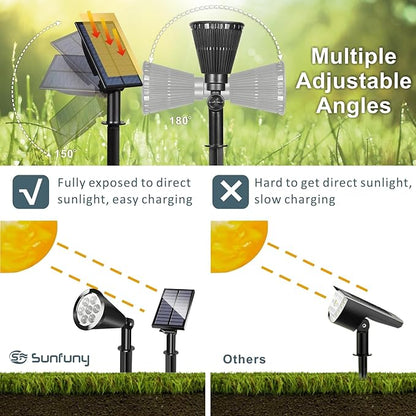 Spotlights Outdoor Solar for Flag Pole, Bright 7-LED Solar Spot Light with Separate Panel Waterproof, Dusk-to-Dawn Flagpole Light, Adjustable Landscape Ground Wall Lighting for Yard Garden(Warm White)