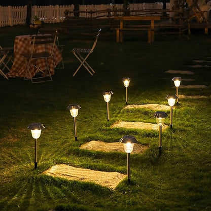 2- Pack Solar Lights Outdoor for Garden Walkway Led Solar Garden Lights Outdoor Waterproof for Pathway,Solar Pathway Lights Yard Lights for Patio Driveway Lawn Backyard Sidewalk Lighting,White L (War