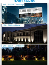 LEONLITE 3CCT Bullet Flood Light with Knuckle Mount, 30W/20W/12W Selectable - Outdoor Security Flood Light | Lumora