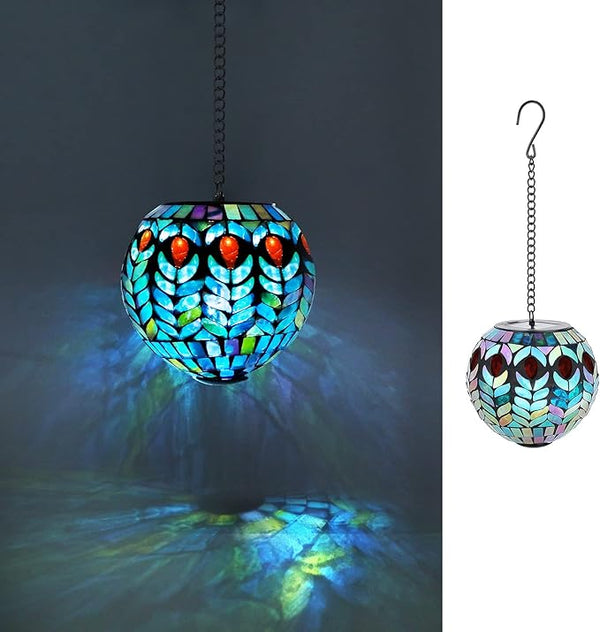 VCUTEKA Hanging Solar Lanterns Mosaic Solar Lights with Hook Up, Outdoor Garden Lights Decor for Yard Tree Fence | Lumora