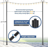 Heavy Duty Adjustable Light Pole for String Lights 1 Pack- 38mm Rust-Proof Metal Post with Deck & Fence Mount | Lumora