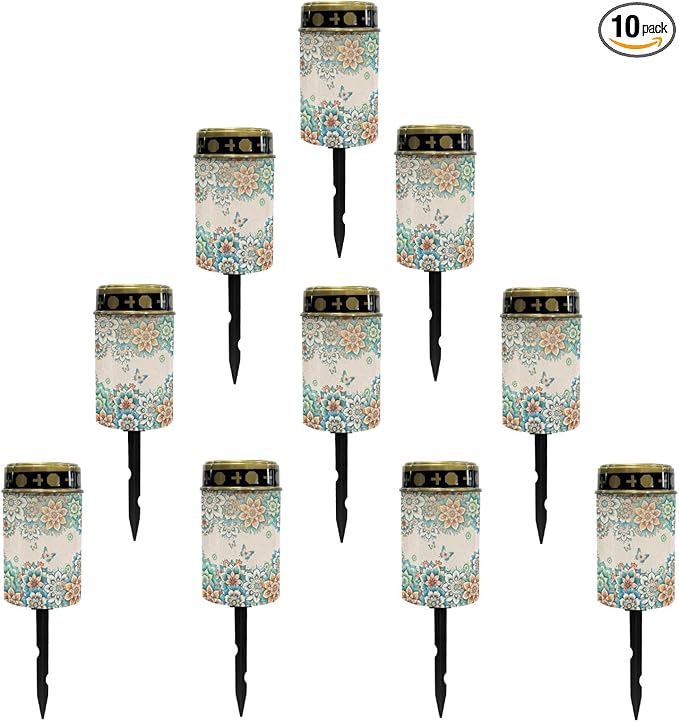 Boho Floral Butterfly Solar Lights for Grave Solar Garden Light Night Light Book Light Landscape Path Light Home Decor Solar Light for Yard Patio Spotlight Driveway