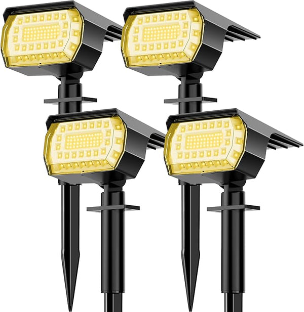 LANSOW Solar Spot Lights Outdoor, [4 Pack/76 LED] 2-in-1 Solar Landscape Spotlights, 3 Modes IP65 Waterproof Dusk | Lumora