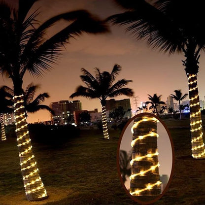 Solar Rope Lights, 23ft 50LED Waterproof Copper Tube Wire String Lights for Garden,Yard, Path, Fence, Stairs, Backyard, Patio Decorative (Warm White)