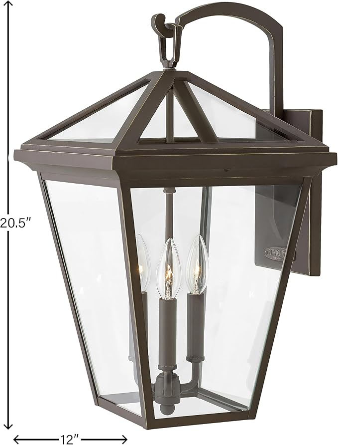 Hinkley Alford Place 2565OZ-LL Large Outdoor LED Wall Mount Lantern - Die Cast Aluminum Frame, Sealed Clear Glass, Dimmable - Oil Rubbed Bronze