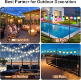 6 Pack String Light Poles for Outside, Heavy-Duty Metal Poles for Outdoor String Lights with Fork, Adjustable | Lumora