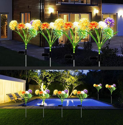 2PCS Solar Lights for Outside,Solar Pathway Lights Outdoor 50LED,Solar Dandelion Garden Lights,Onion Solar Lights Gardening Ornaments for Party Christmas Yard Patio Fence Landscape