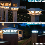 SIEDiNLAR Solar Post Lights Outdoor 2 Modes LED Fence Deck Cap Light for 4x4 5x5 6x6 Posts Garden Patio Decoration | Lumora