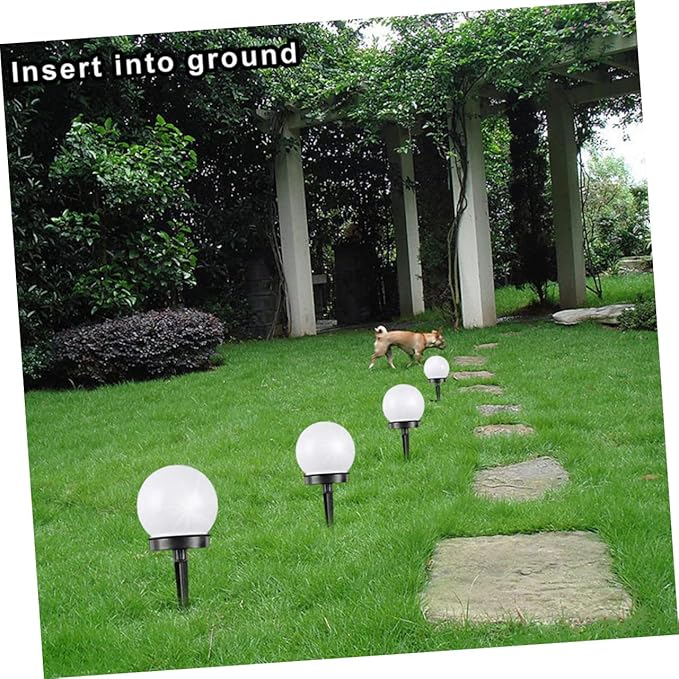 balacoo 6Pcs Solar Round Grass Lights Outdoor Plug Light Durable Lawn Lighting for Garden Pathway and Road Use Easy to Install Ground Bulb Lights