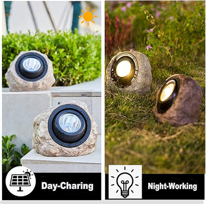 iKenta Solar Garden Lights Outdoor Decorative Fake Rock Lights, Dusk to Dawn Sensor IP65 Waterproof Solar Pathway, Solar Landscaping Light for Garden Yard Walkway Pathway Patio