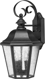 Hinkley Edgewater Medium Wall Mount Outdoor Lantern - Estate Series, 3-Light, Aluminum, Clear Seedy Glass - Black | Lumora