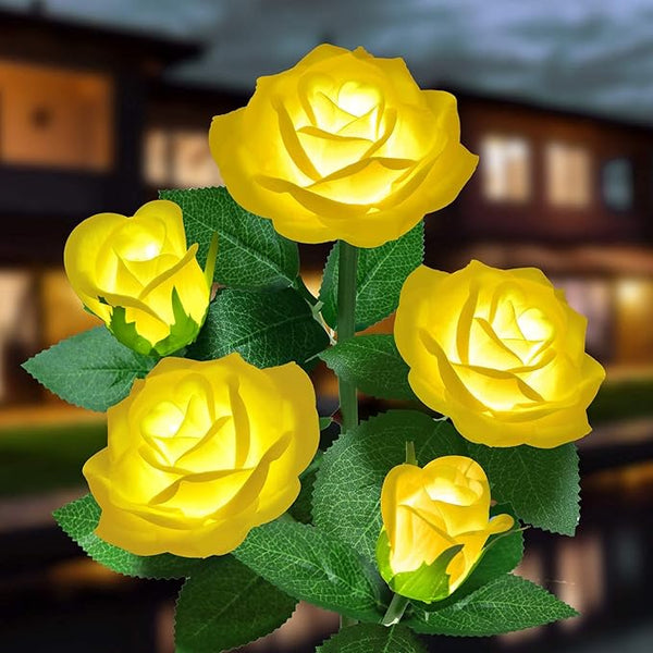 Solar Flower Lights Outdoor - Upgraded New Material Two Modes Realistic LED Solar Powered Waterproof Lights with 5 | Lumora