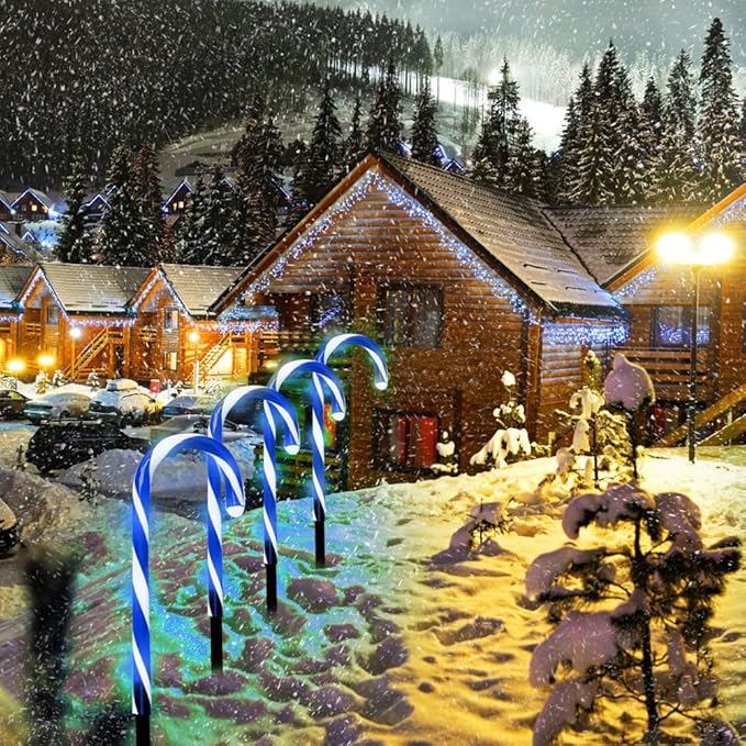 Candy Cane Lights, Christmas Candy Cane Lights, Solar Pathway Lights Outdoor Candy Cane Christmas Decor for Walkway, Driveway, Sidewalk, Garden